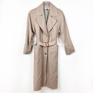 Vintage Khaki Trench Coat 4 Oversized Long Belted Pocket Preppy Old Money Career